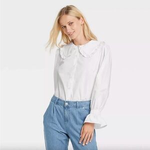 Victorian style cotton poplin blouse